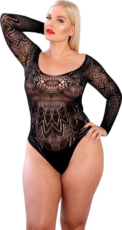 Lace Long Sleeved Body (Plus Size)