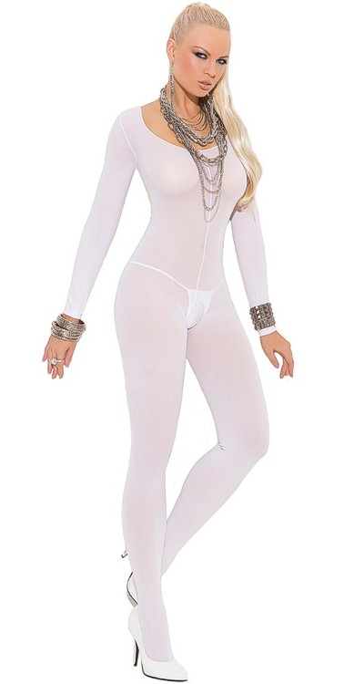 Opaque Long Sleeved Bodystocking (Plus Size)